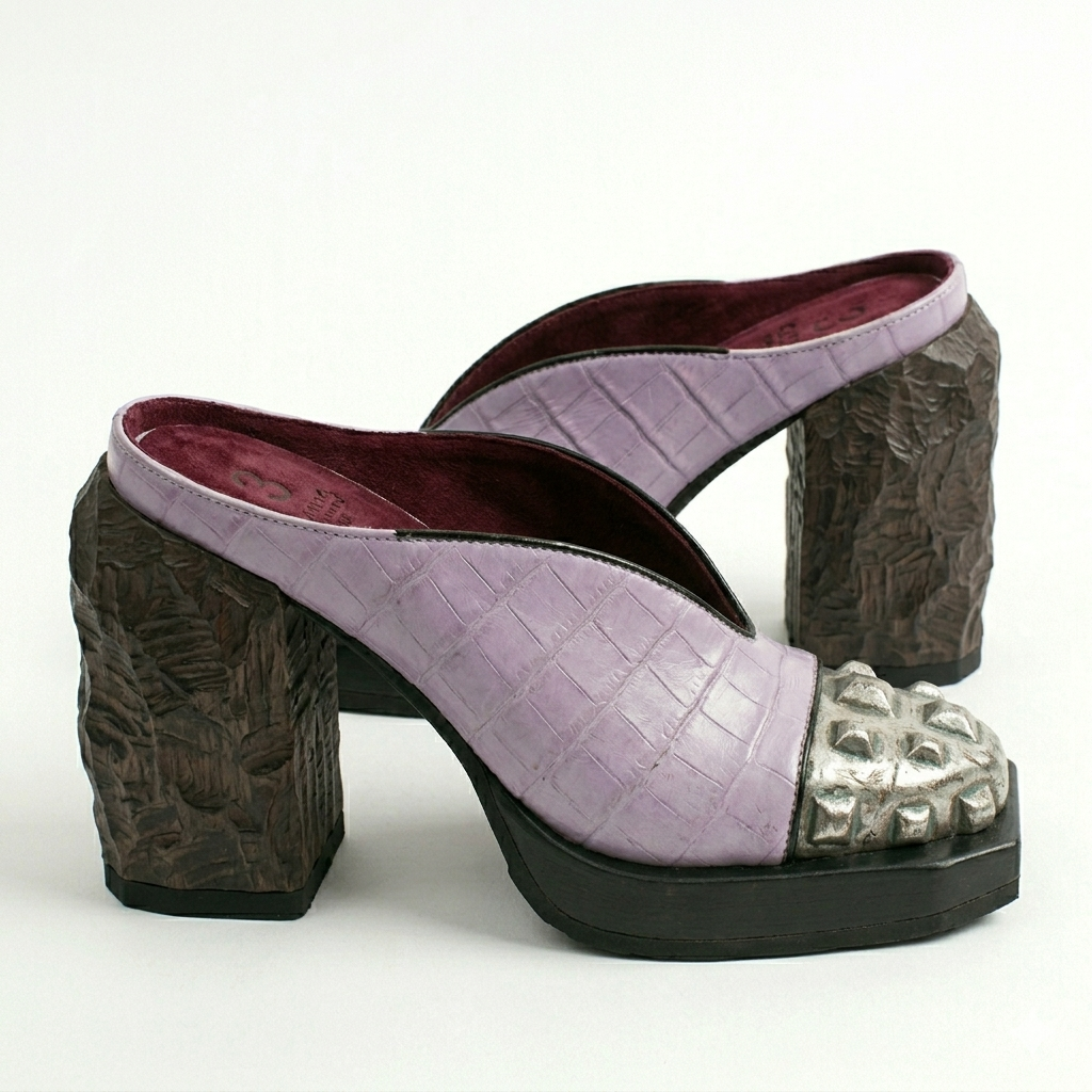 pale purple croco mule