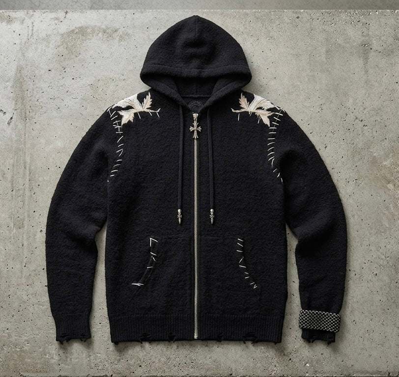 Ghost 100% Cashmere Zip Hood with 925 Silver details