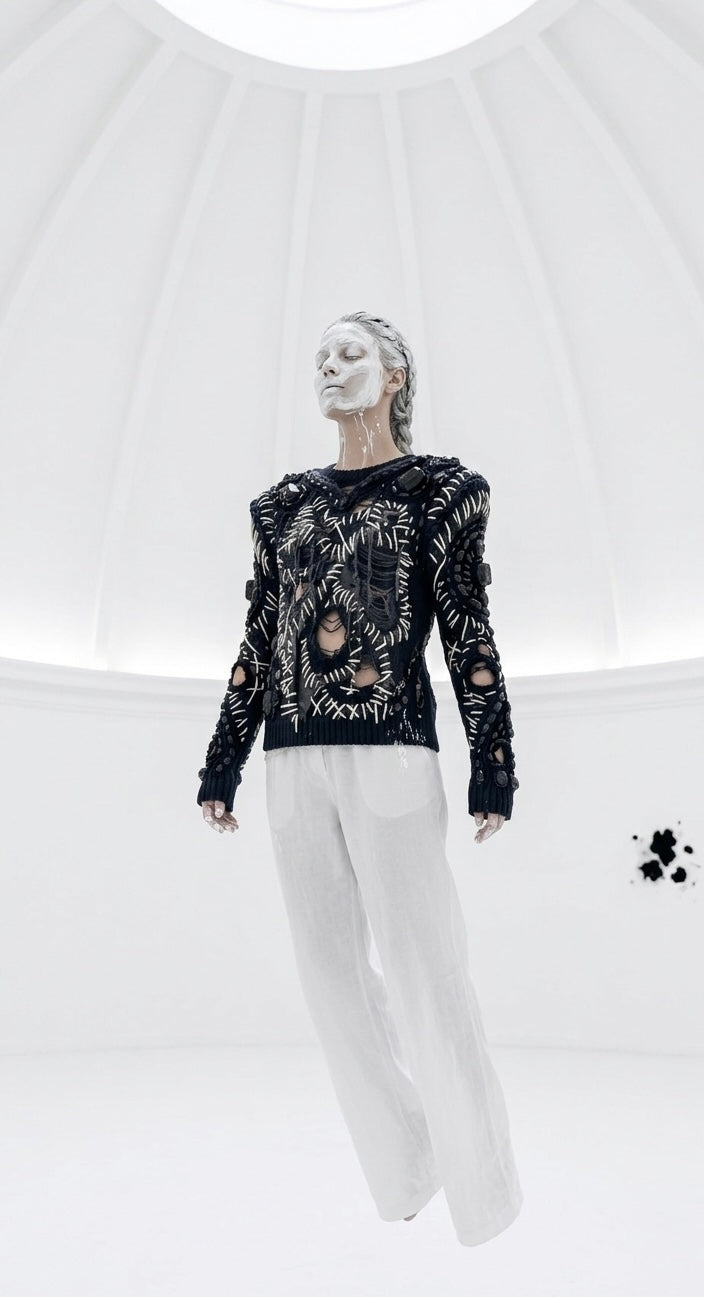 scar-tissue distressed knit