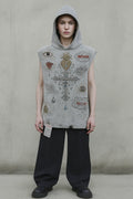 Oyster grey Sleeveless Hood
